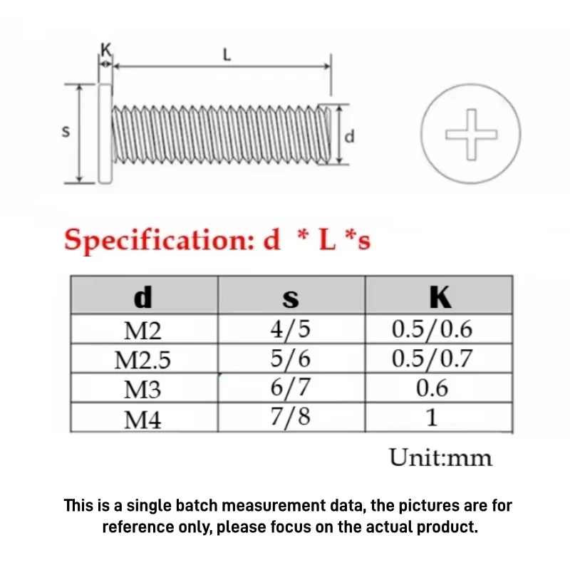 M2 M2.5 M3 M4 Gold-plated Carbon Steel CM Cross Phillips Ultra Thin Super Low Flat Head Screw Bolt Metric Thread Length:3-14mm