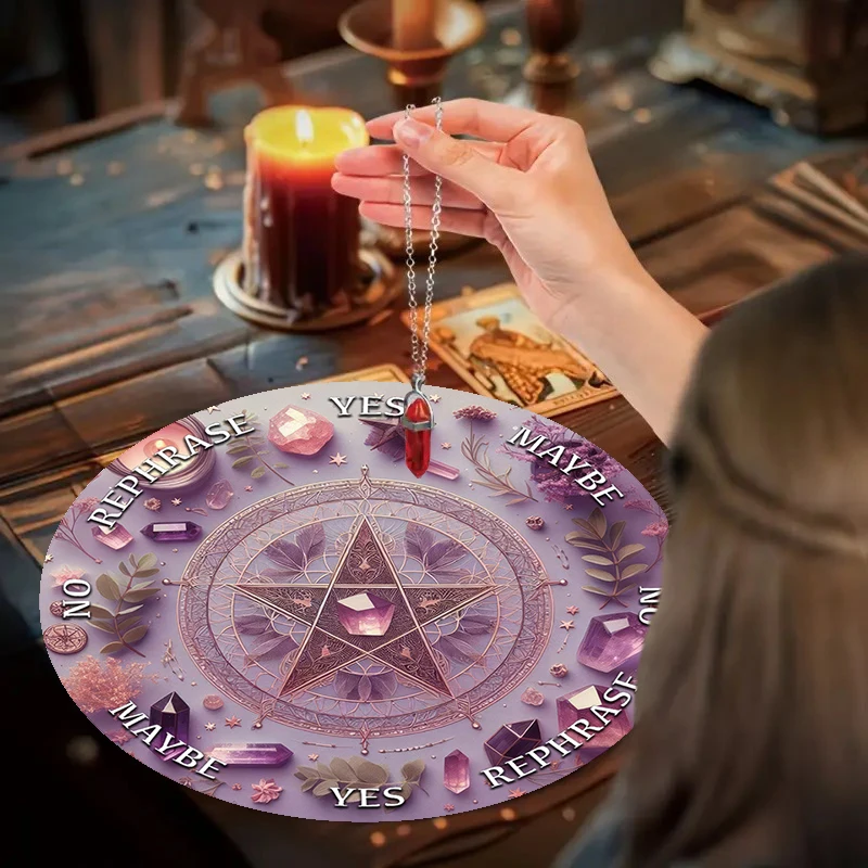 Crystal & Star Astrology Rubber Pendulum Board Mysterious Divination Altar Decor Suitable for Astrology Games & Pendulum Scrying