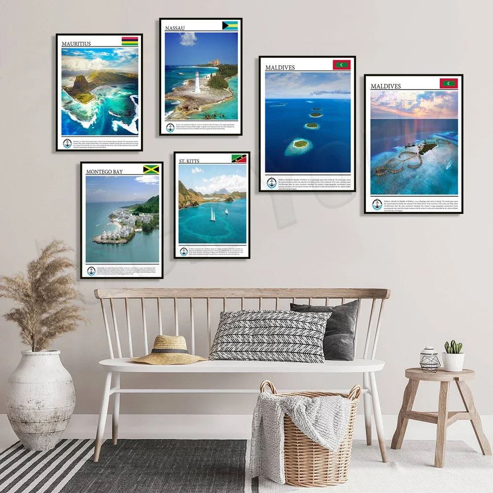 Princess Cay Bahamas, Maldives Islands, St. Kitts West Indies, Mauritius Island, Nassau Bahamas Vacation Beach Travel Poster