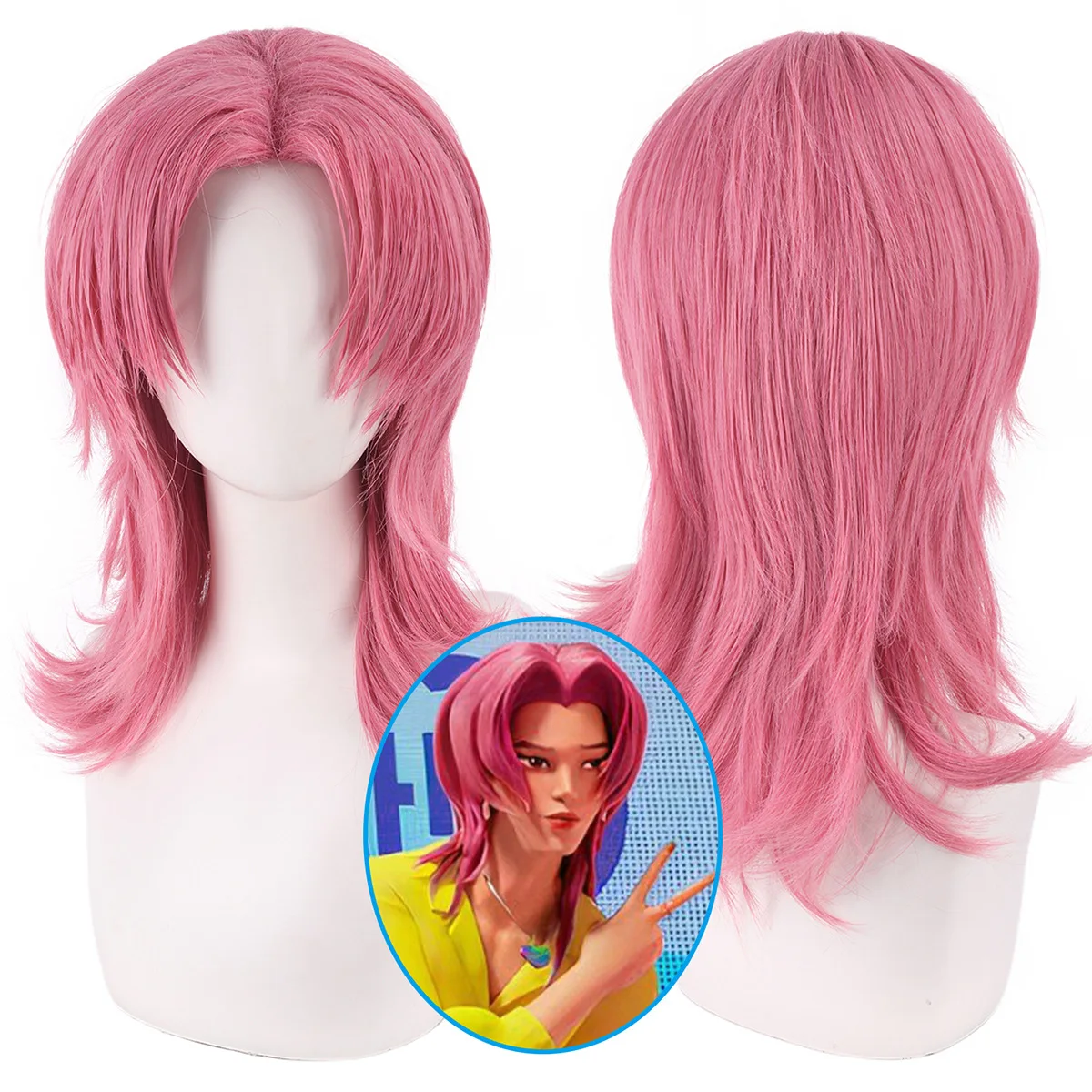 Saja Boys Romance Cosplay Wigs Hunters Unisex Pink ‌Wolf Cut‌ Wigs Carnival Halloween Party Performance Costume Accessories