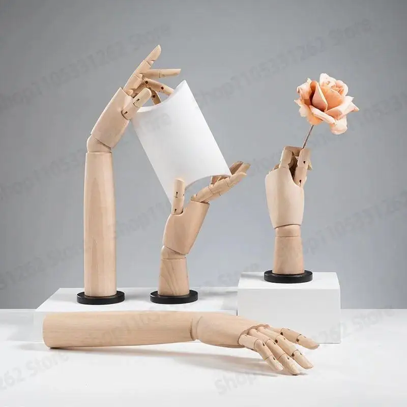 Solid Wood Hand Model Ring Display Stand for Jewelry Gloves Ornament Props