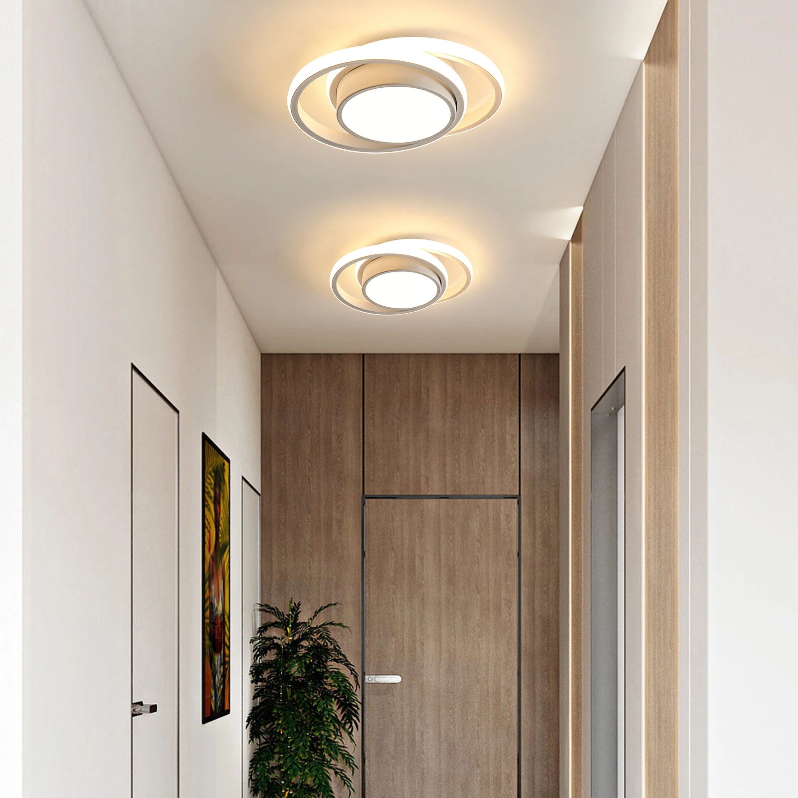 2er-Pack moderne LED-Deckenleuchten, 36 W, warmweiß, 3000 K, weiße runde LED-Deckenbeleuchtung für Schlafzimmer, Flur, Balkon, Korridor – Detail 7