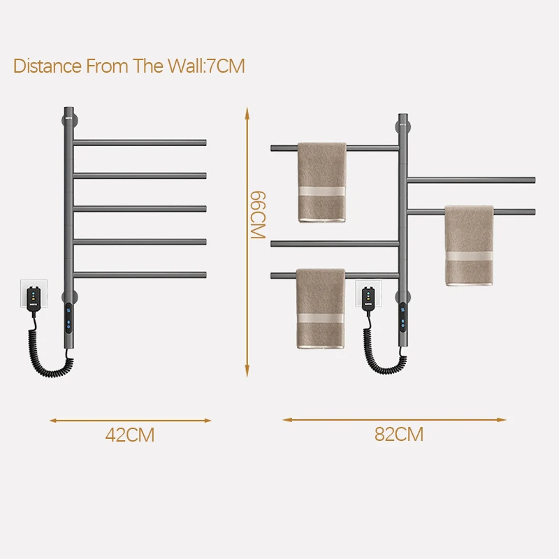Badkamer Elektrische Verwarmd Handdoekenrek. Smart Control Elektrische Handdoek Rack.304 Rvs Handdoek Radiator. Flexibele Handdoek Warmer