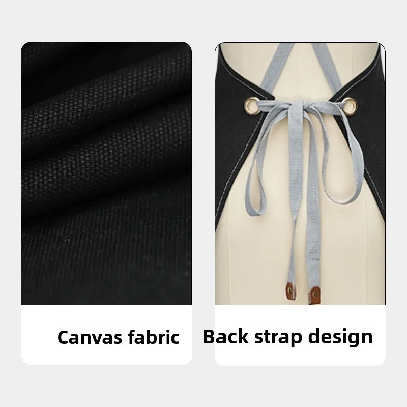 1/2 Stück Haushalts-Leinenschürze, ölbeständig, mit Handtuchfunktion, für Küche und Kochen, für Männer und Frauen, Erwachsene, mit Werkzeugtaschen, Kaffee-Design, Überkleiderschürze – Detail 4