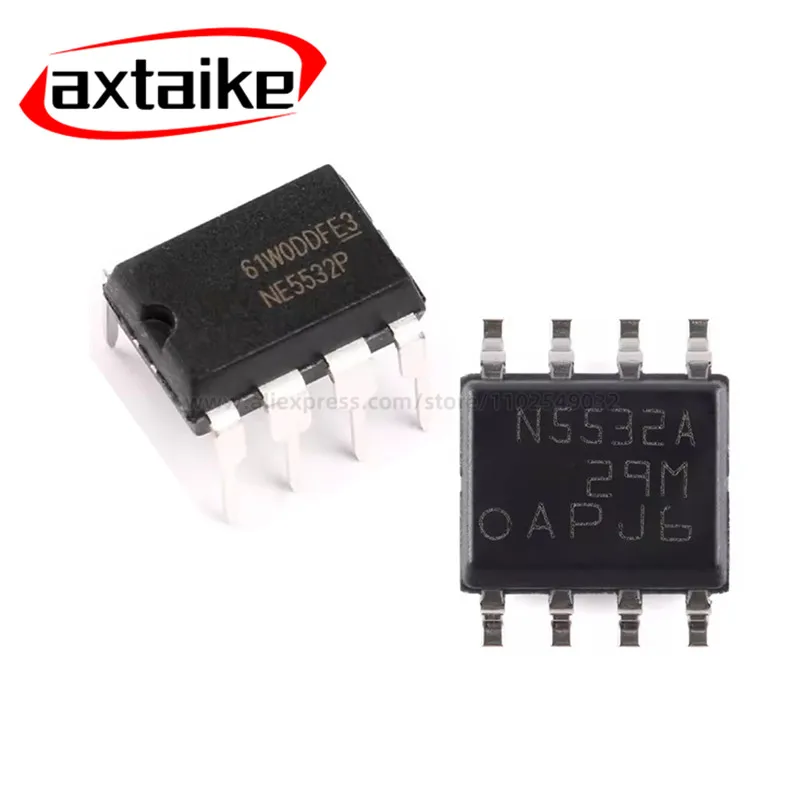 10PCS NE5532 NE5532P NE5532AP DIP-8 NE5532DR NE5532ADR N5532 N5532A SOIC-8 SMD Dual Low-Noise Operational Amplifiers IC