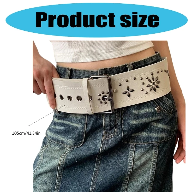 Cintura design a rivestimento con fibbia con fibbia con fibbia in cintura a fibbia larga per donne adolescenti 6xda