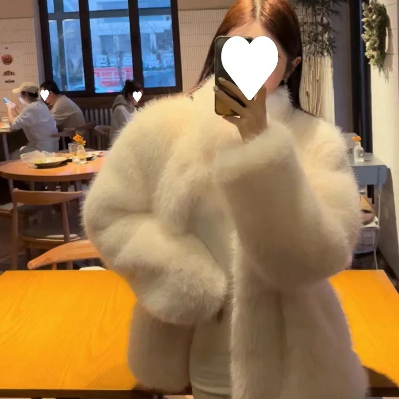 

Women's Imitation Fox Fur Jacket, Female Plush Coat, Environmentally Friendly and Warm Mid-length Top Autumn and Winter New