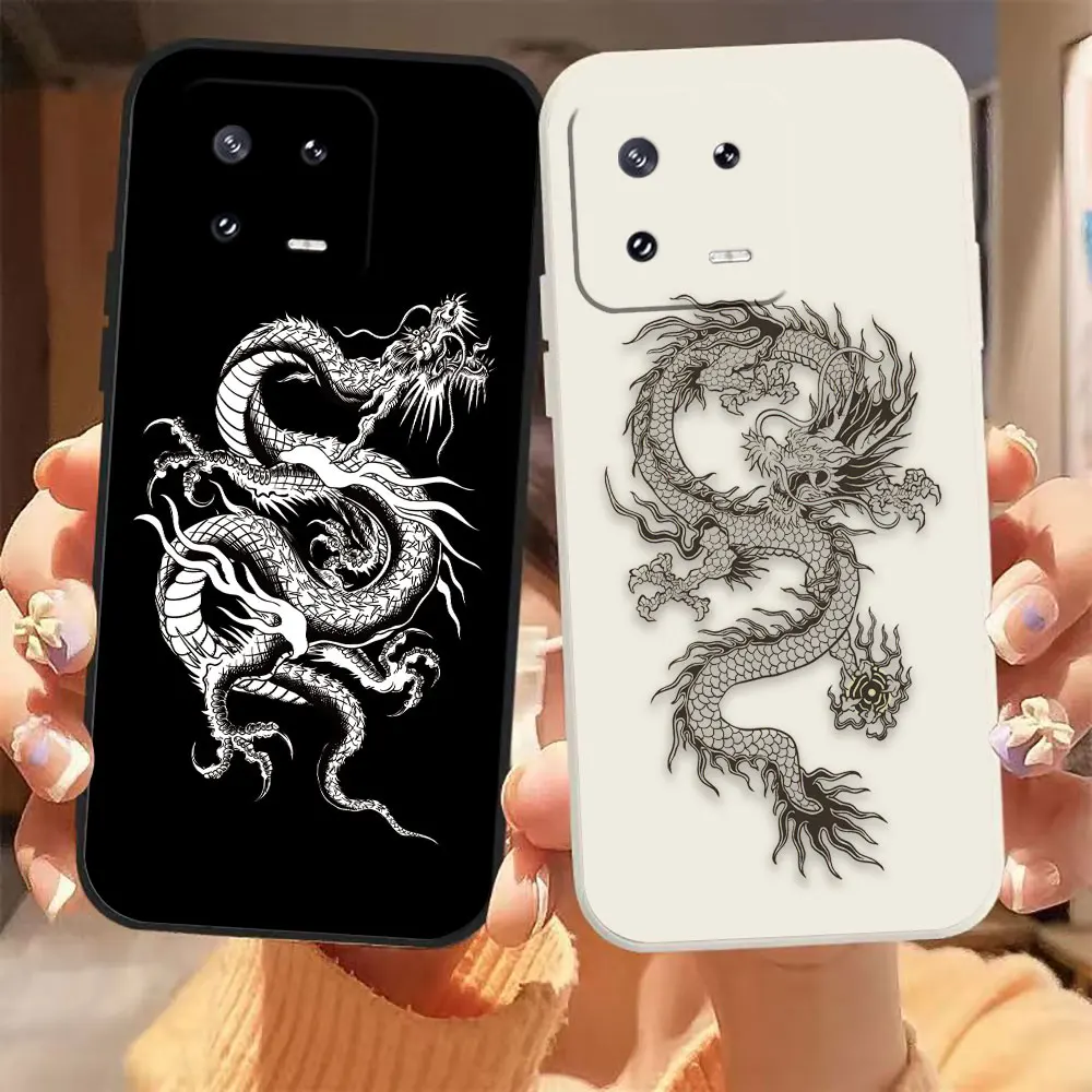 Chinese Dragon Pen Drawing Phone Case For Xiaomi 13 13T 12 12T 11 11T 10 10S 10i 9 9SE 8 CC9 5G Pro Ultra Lite Case Funda Shell