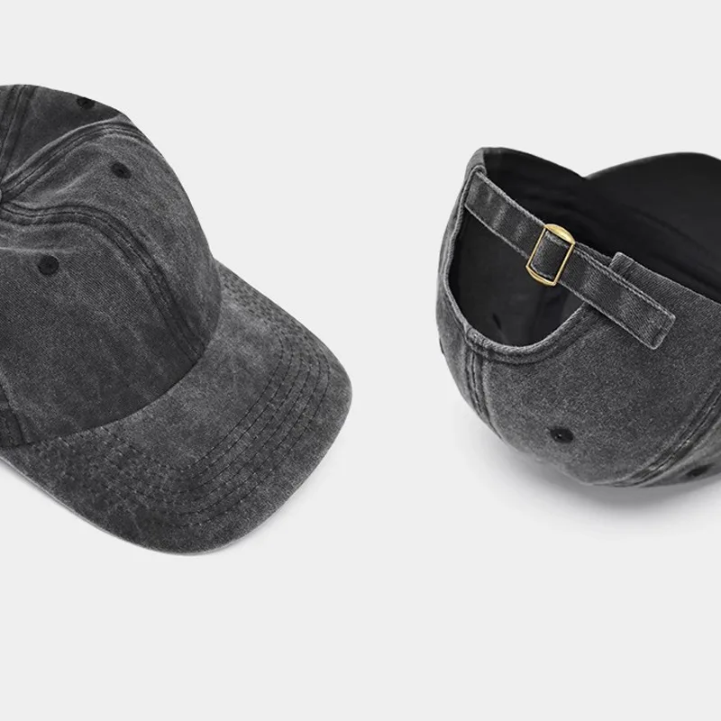 Gewaschene Baumwolle Baseball Kappe Vintage Frauen Männer Hüte Koreanischen Stil Straße Trendy Cool Sonnenschirm Reiten Sport Kappe Sonnenhut Einfarbig – Detail 7