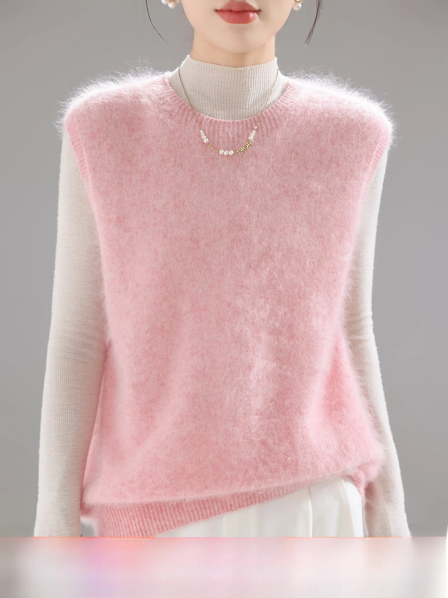 

Осень-зима женский 00 чистый шерстяной жилет Fce круглый Ne Svel вязаный многослойный свободный жилет-свитер из мягкой шерсти