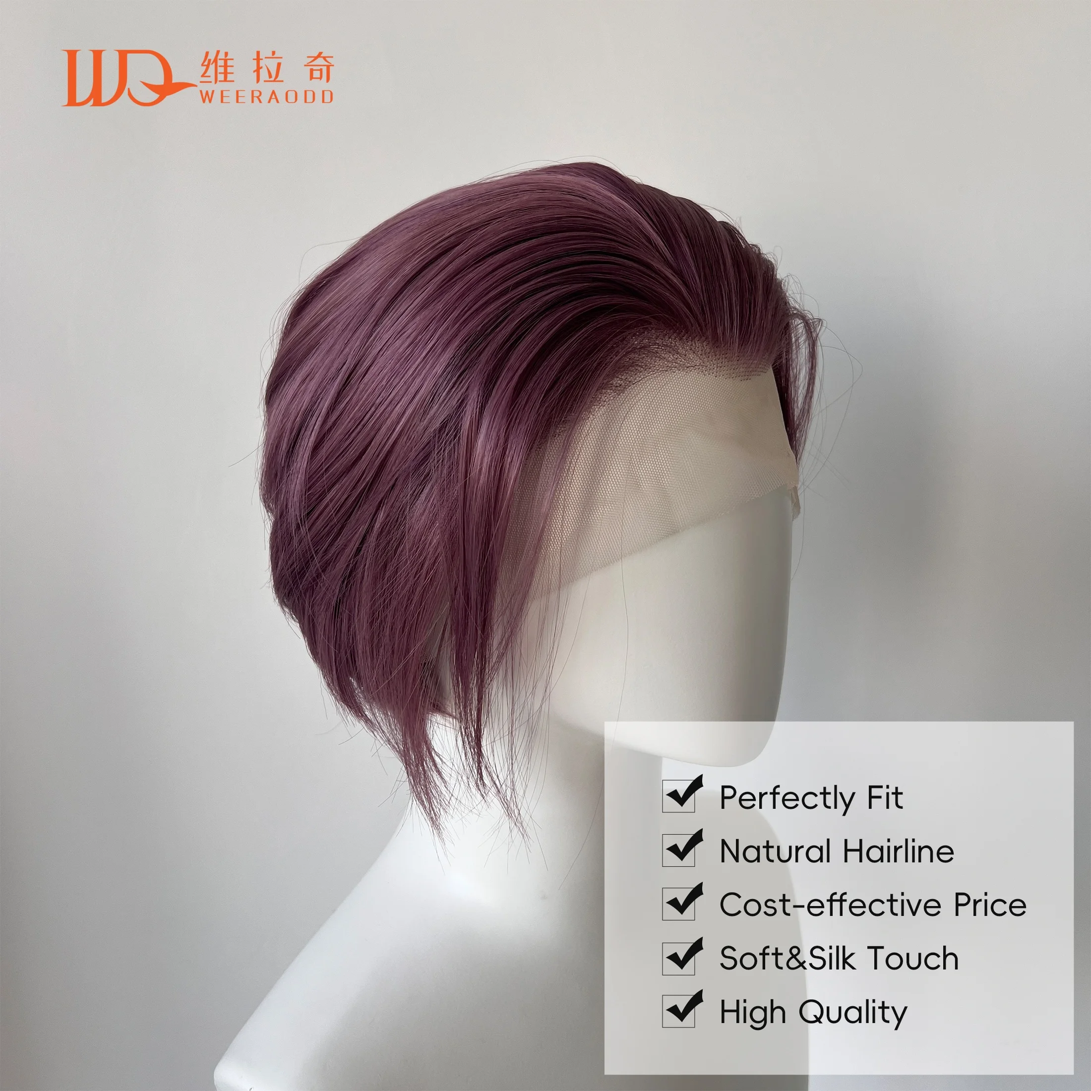 10 Inch Lavender Purple Bob Wig 13x4 Lace Front Glueless Heat Resistant Synthetic Wig for Women Men Cosplay Party Daily Wear