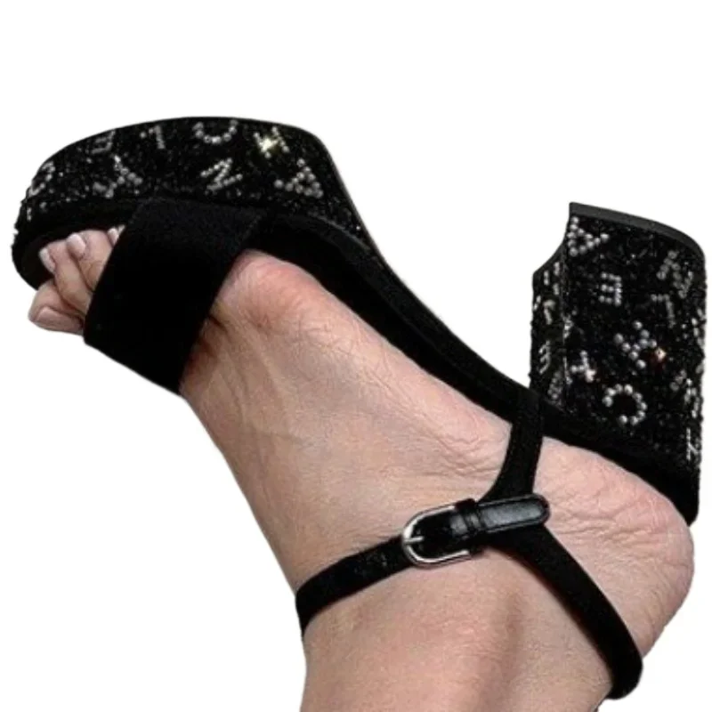 2024 hochwertige Schuhe für Frauen Schnallen riemen Damen Sandalen Mode Kristall Party Sandalen Frauen neue Peep Toe Absatz Sandalen