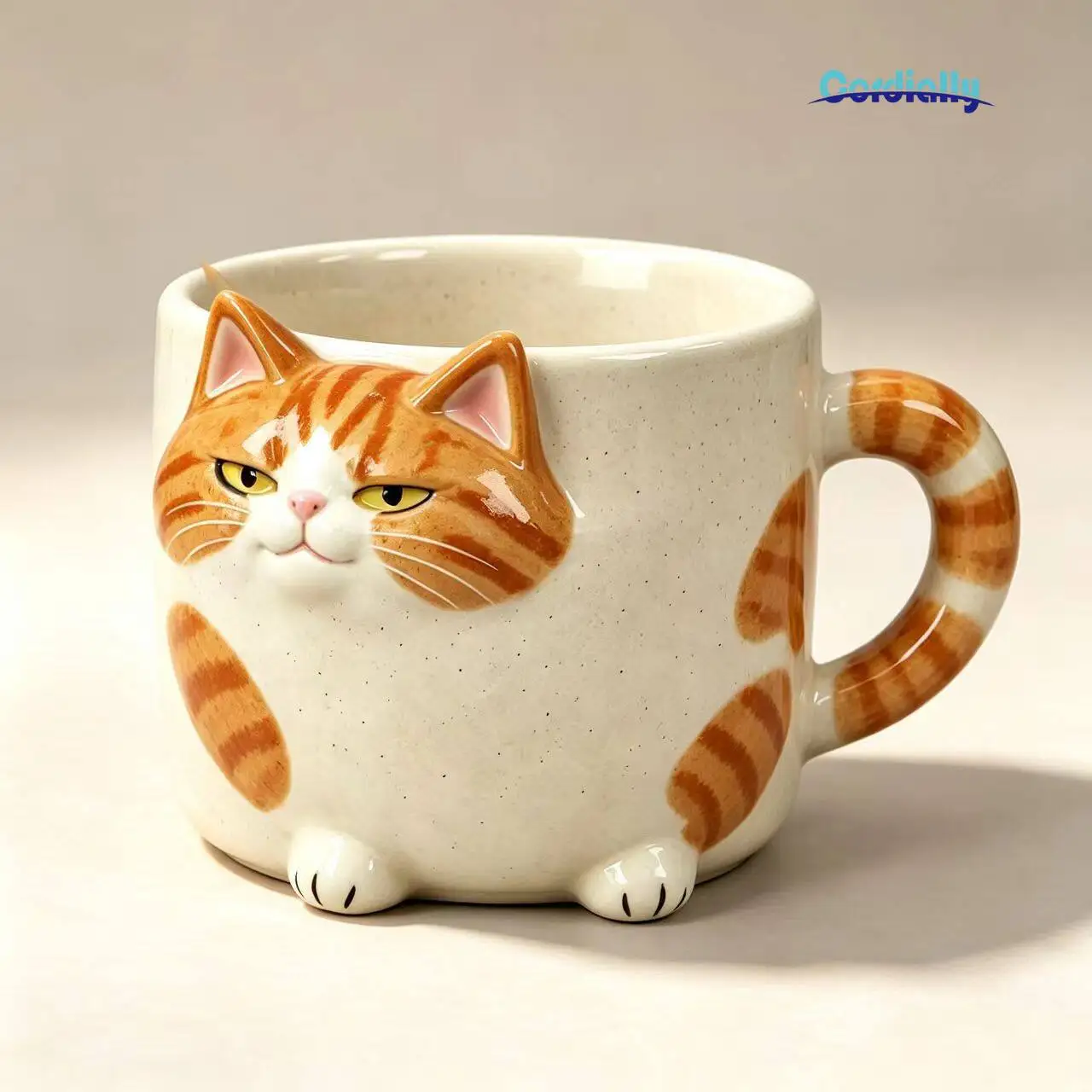 Cute Cat Ear Ceramic Mug Underglaze 3D Kitty Coffee Cup Heat Resistant Breakfast Milk Cup Home Kitchen Gift Box