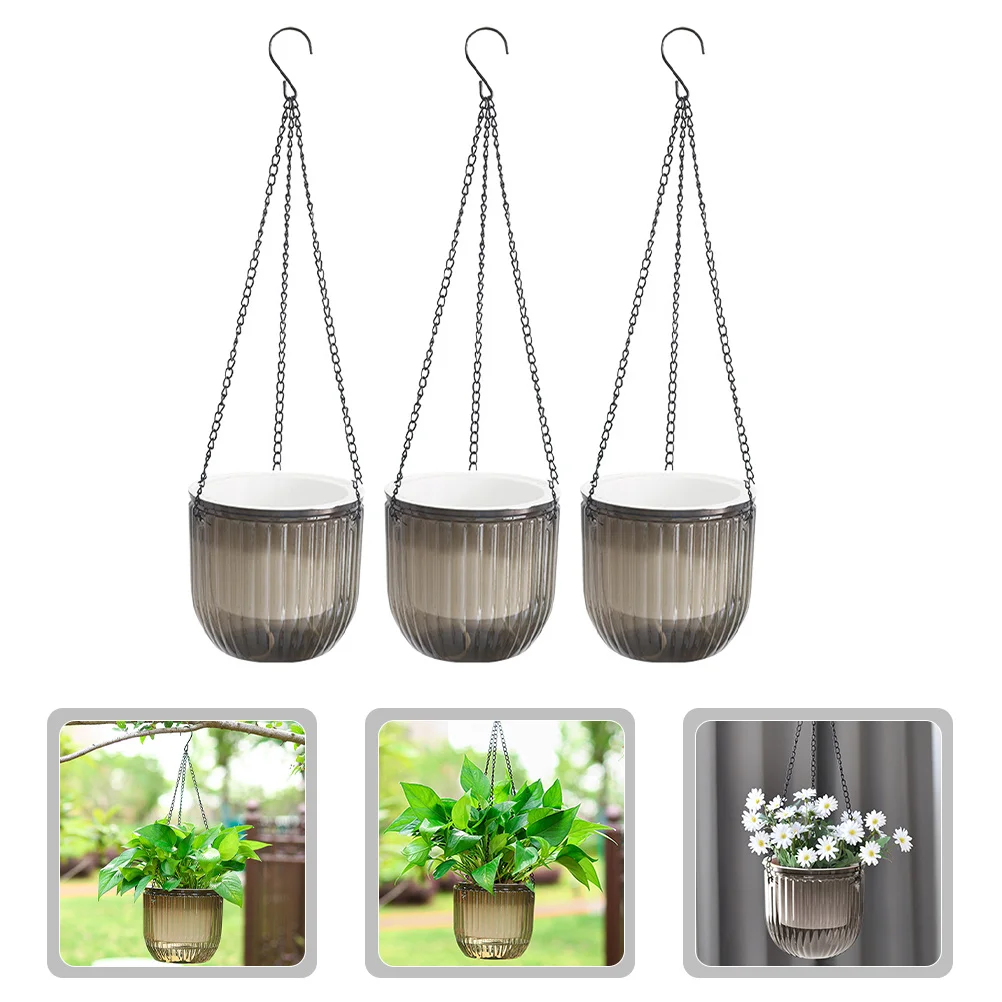 

3Pcs Resin Flower Pots Frost Proof Uv Resistant Hanging Planters for Balcony Garden Self Absorbent Soil Moist Planter