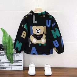 Spring Autumn Kids Jacket For Boys Demin Outerwear Children Bear Jeans Coats Boys GirlsCostume 24M-10Y 2024 New Kids Clothing