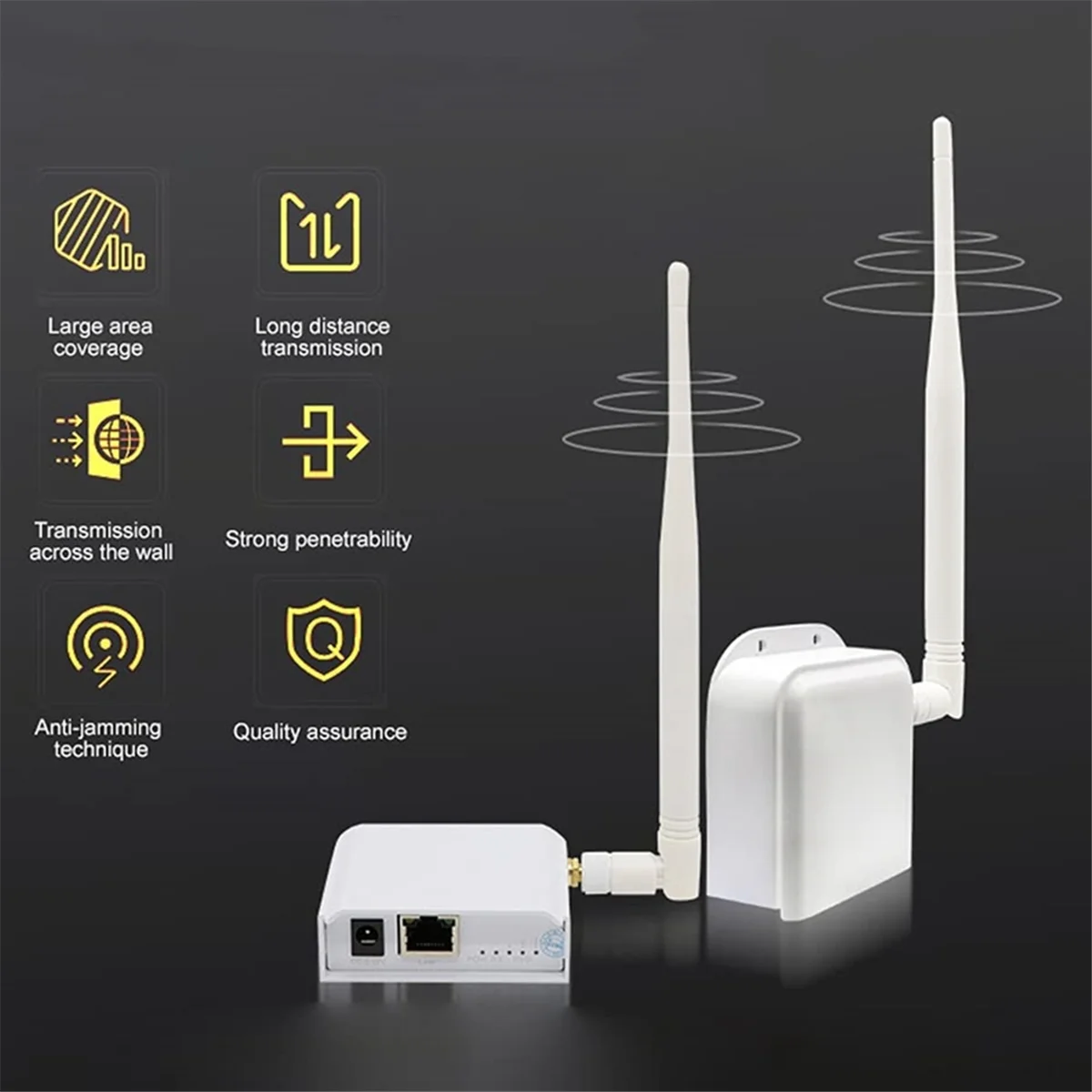 ABGN جسر لاسلكي من نقطة إلى نقطة وصول لاسلكي طويل المدى مع هوائي عالي الكسب، مكرر جسر WiFi 2.4G قابس أمريكي