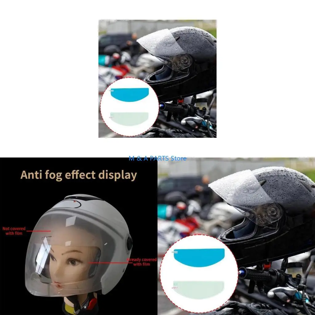 U1JF 2pcs Anti Fog & Rain Shielding Clear Motorcycle Helmets Film for Motorcycle Helm