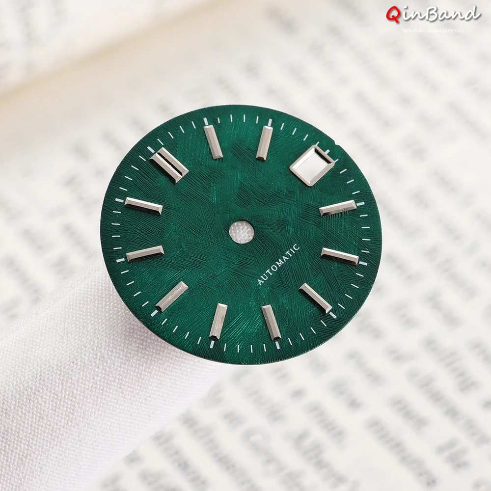 For NH35 Wine Red Watch Dial 28.5mm White Birch Tree Pattern Automatic Dial NH35 Face Silver Scale Multi-Color Dial Watch Mod