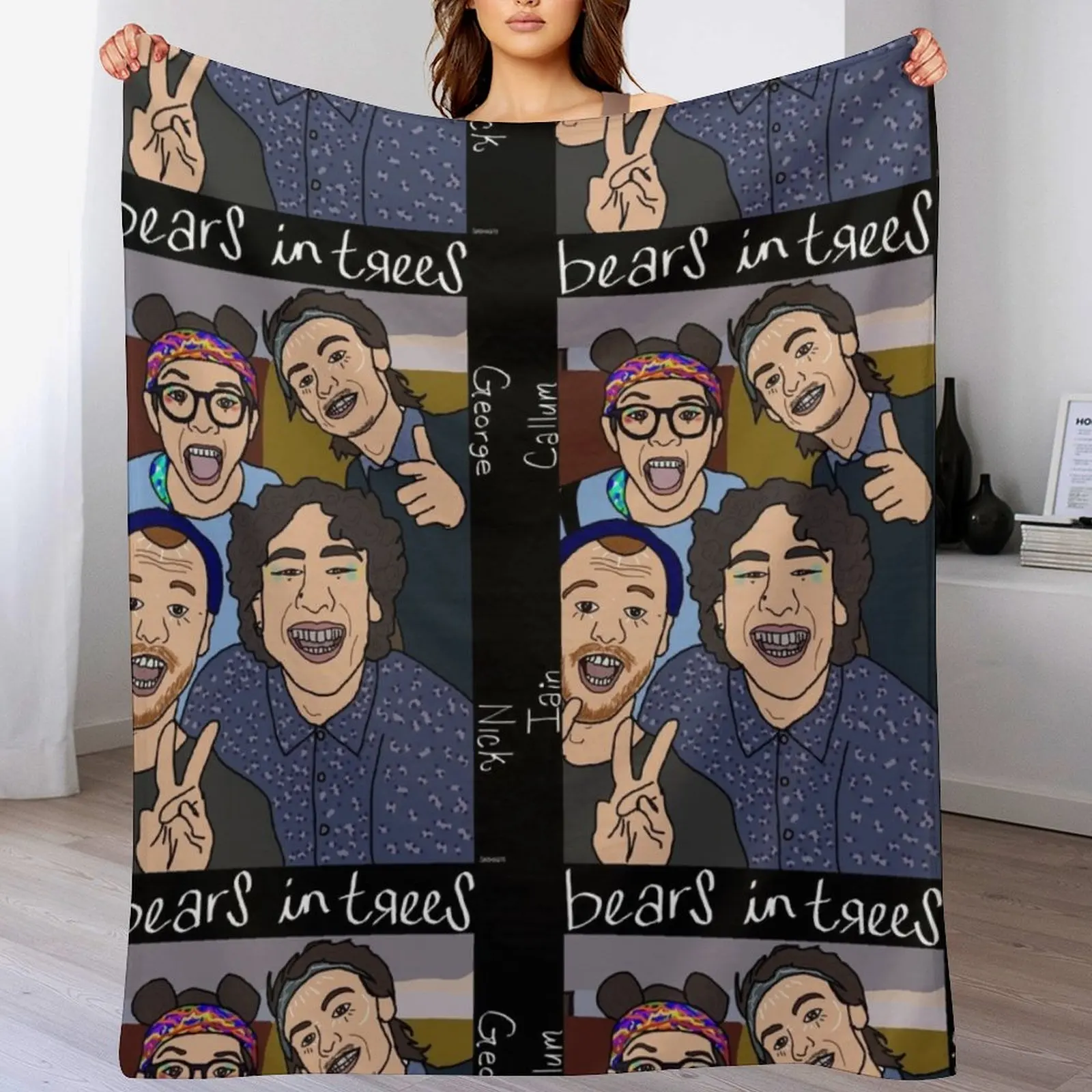 

Bears in trees bois Throw Blanket Warm Comfortable Blanket for Office Napping