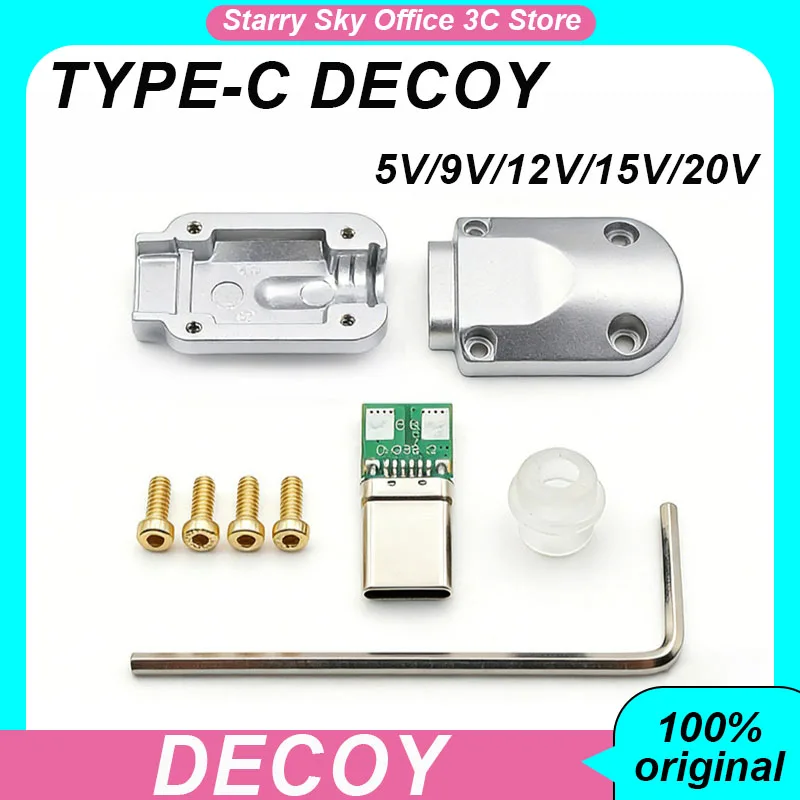 

Decoy Plug Type-C PD Fast Charging Optional 5V9V12V15V20V Metal Shell Compatible with 6mm 4mm Wire