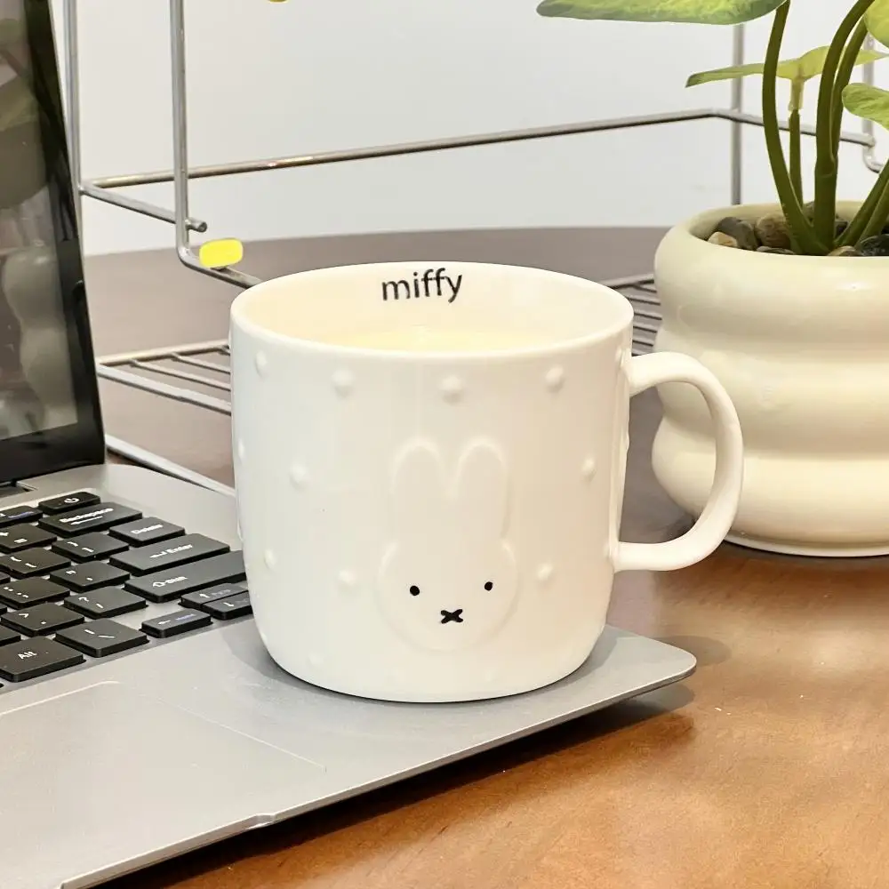 Miffy Rabbit-taza Kawaii de gran capacidad para oficina y niñas, taza de café de cerámica, taza de leche para desayuno, regalo exquisito para fiesta, 400Ml