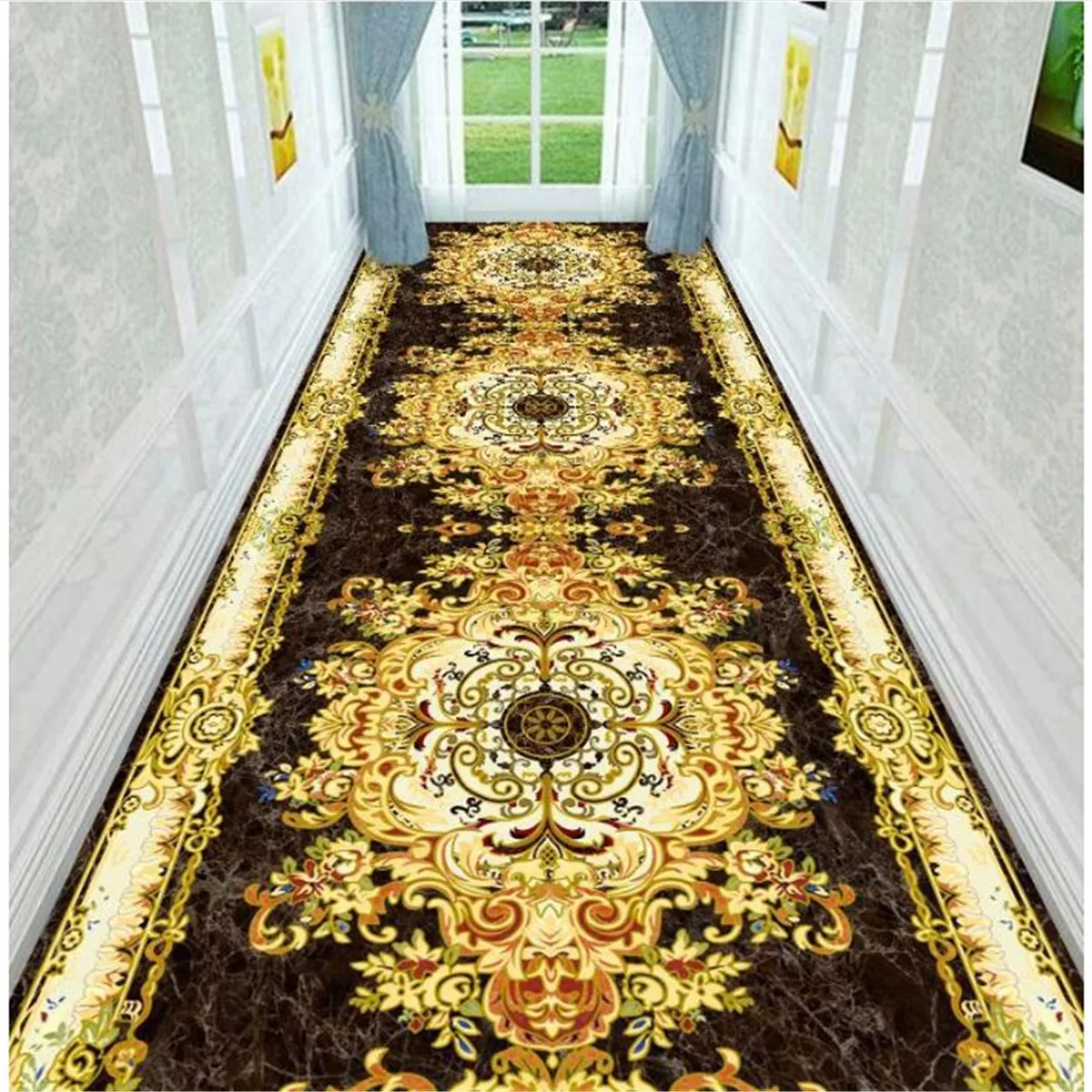 

Classical Corridor Carpets Hallway Decor Chinese Style Long Runner for Aisle Passageway Decoration Home Red Carpet Washable Mats