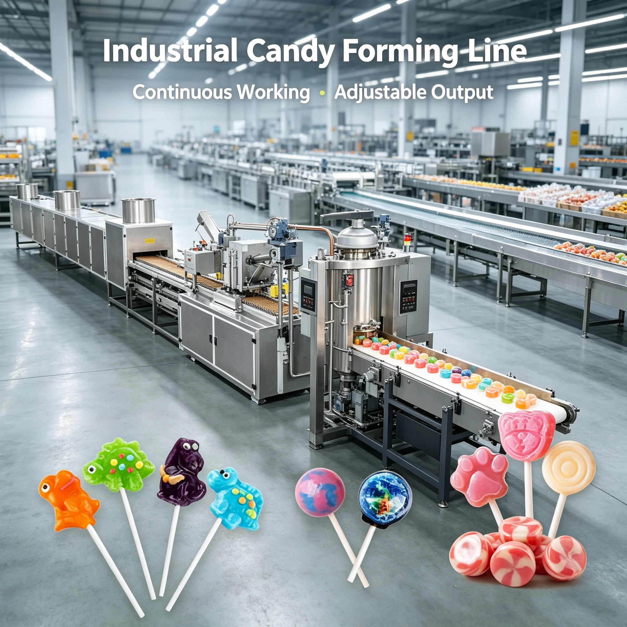 Confectionery Processing Line Fully Automatic Lollipop Forming Equipment For Candy Plant Customized