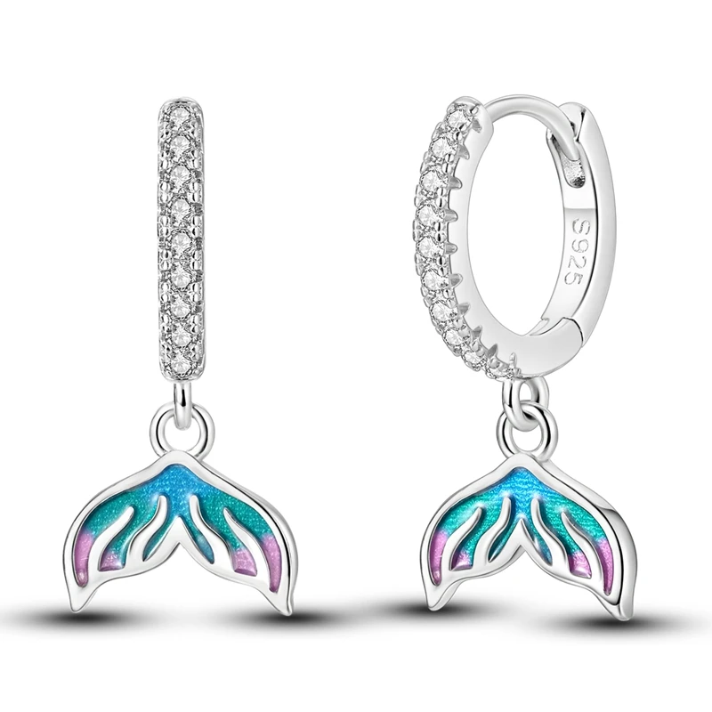 925 Sterling Silver Earrings Women Sparkling Ocean Fishtail Drop Earring For Anniversary Wedding Jewelry Gifts