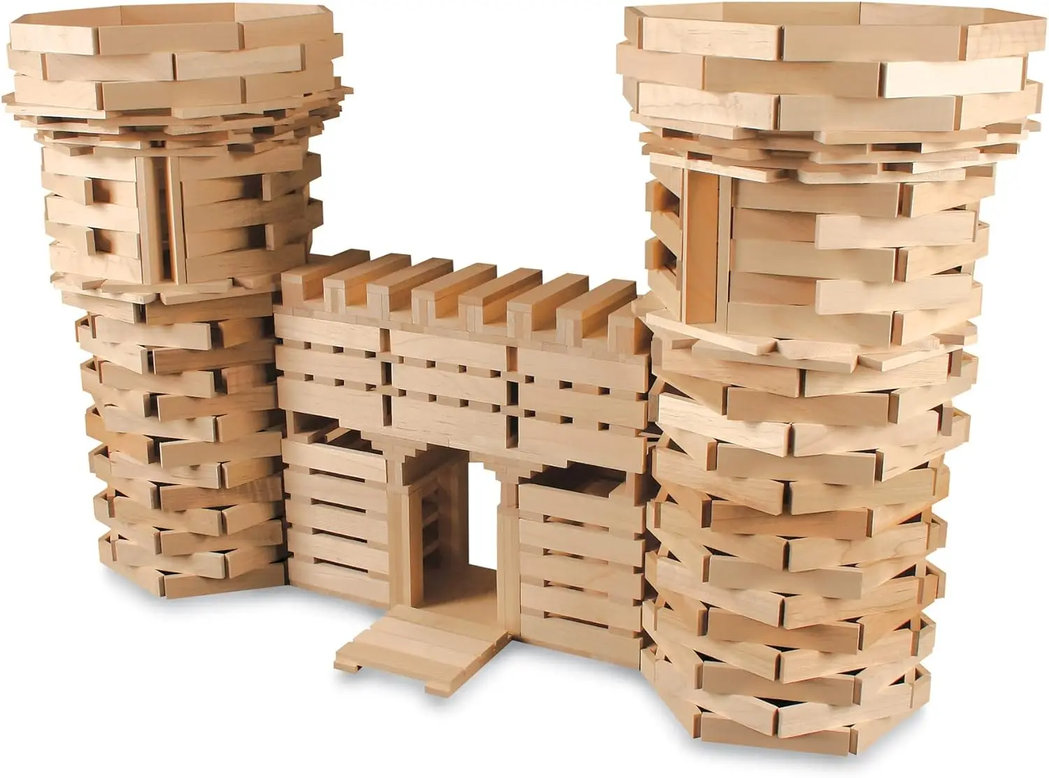 Strukturen 400 Planken-Bausteine-Set aus Holz – inklusive 400 Kiefern-KEVA-Planken, Aufbewahrungstasche aus Segeltuch und farbigem Ideenbuch