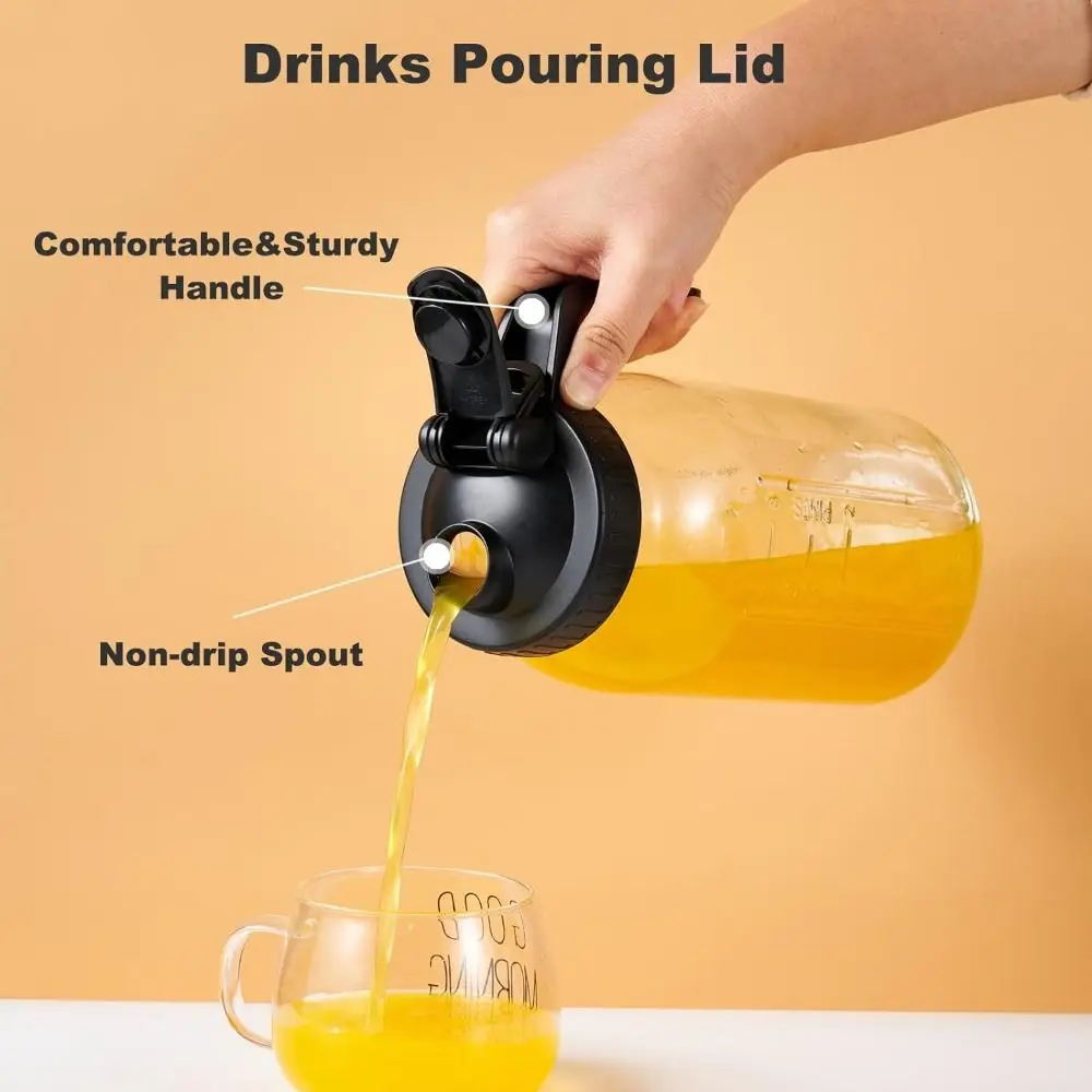 Mason Jar Pour Spout Lid with Handle, Plastic Spout Lid, Reusable Leakproof Seal Bottle Cover for Wide Mouth Jar, 70mm, 86mm