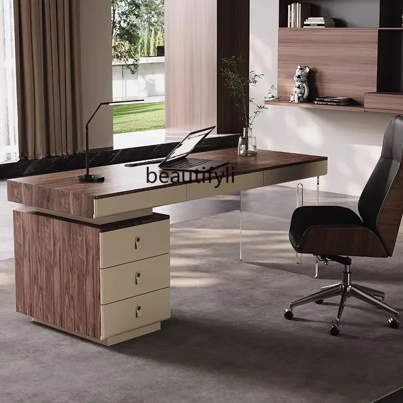 

ss7486 Solid wood desk home study living room writing acrylic suspended desk New Light Luxury