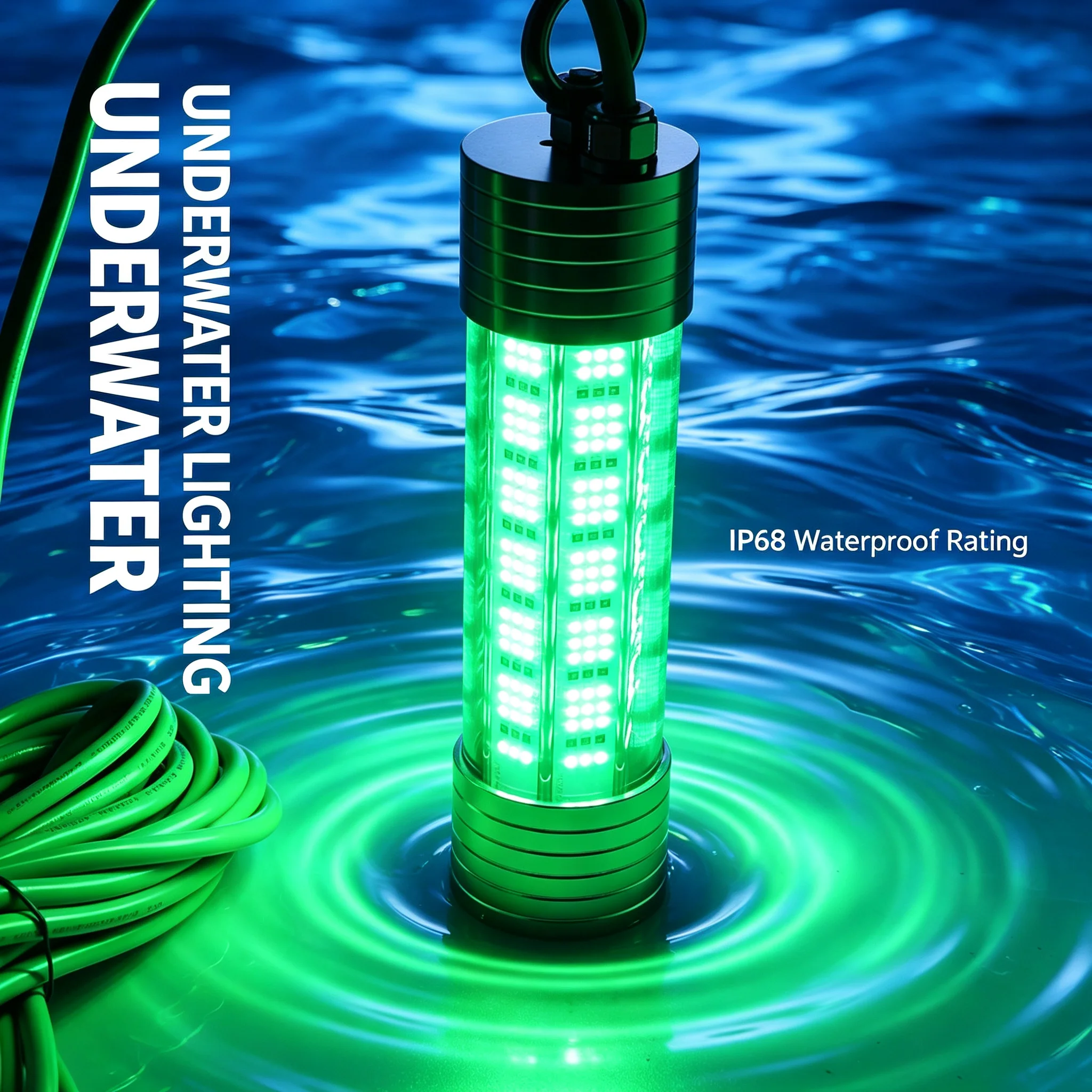 200W Grüne Unterwasser-Angellampe LED Tauchbare Nachtangel-Lampe Fischlocklicht aus Aluminiumlegierung für Salzwasser – Detail 9
