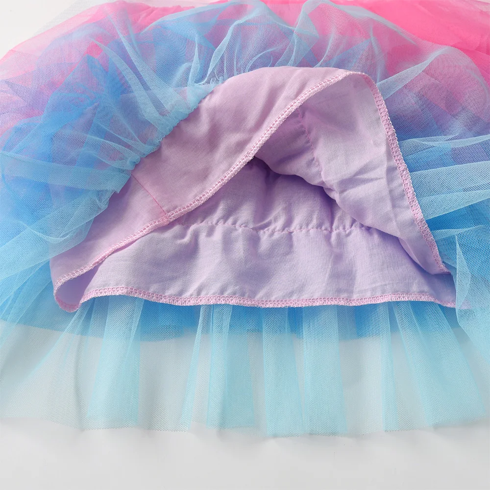 Mädchenkleid mit Schmetterlingsdruck und Stufen-Tüllrock, Flatterärmel, Sommerliches Rosa Tutu-Kleid, Ombre-Partykleid, Elegantes Tanzoutfit für Kinder – Detail 7