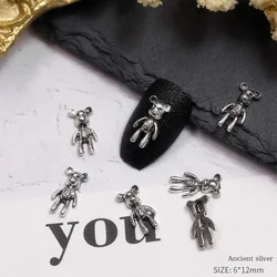 20Pcs Luxury Punk Cute Bear Parts Nail Art Alloy Charms Violent Alloy Metal Nail Decorations Manicure Accessories Jewelry 6*12mm