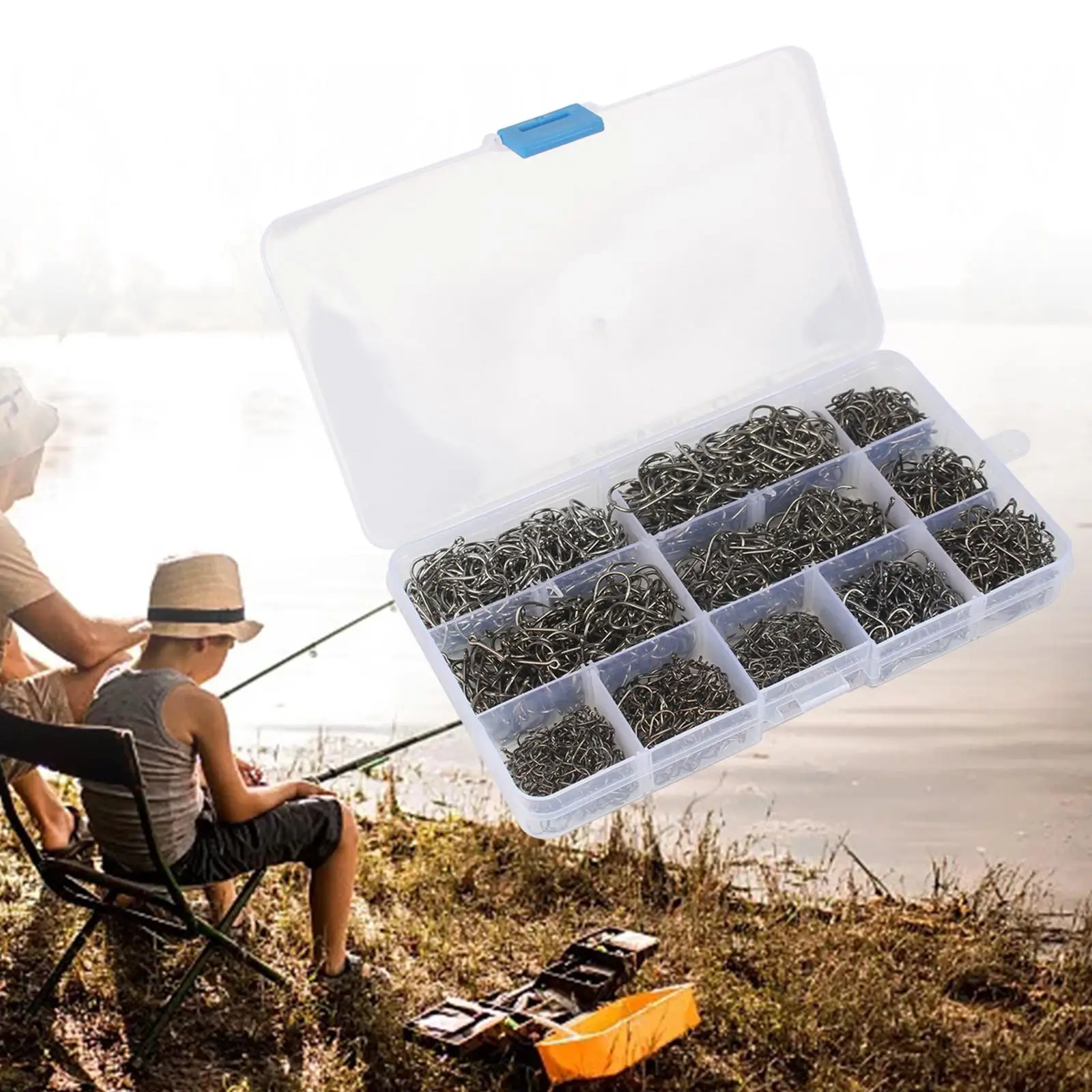 1600Pcs Worm Fishing Hooks Barb Hook Outdoor Sports Bass Fishing Tools Fish