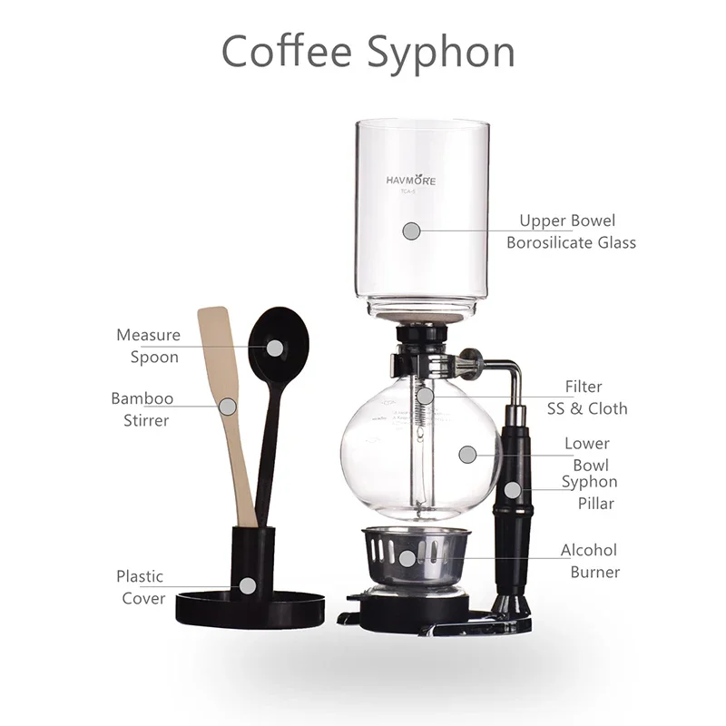 Syphon coffee maker Japanese Style Siphon pot Resistant Glass Brewing Coffee Maker 2/3/5cups TCA-2/3/5