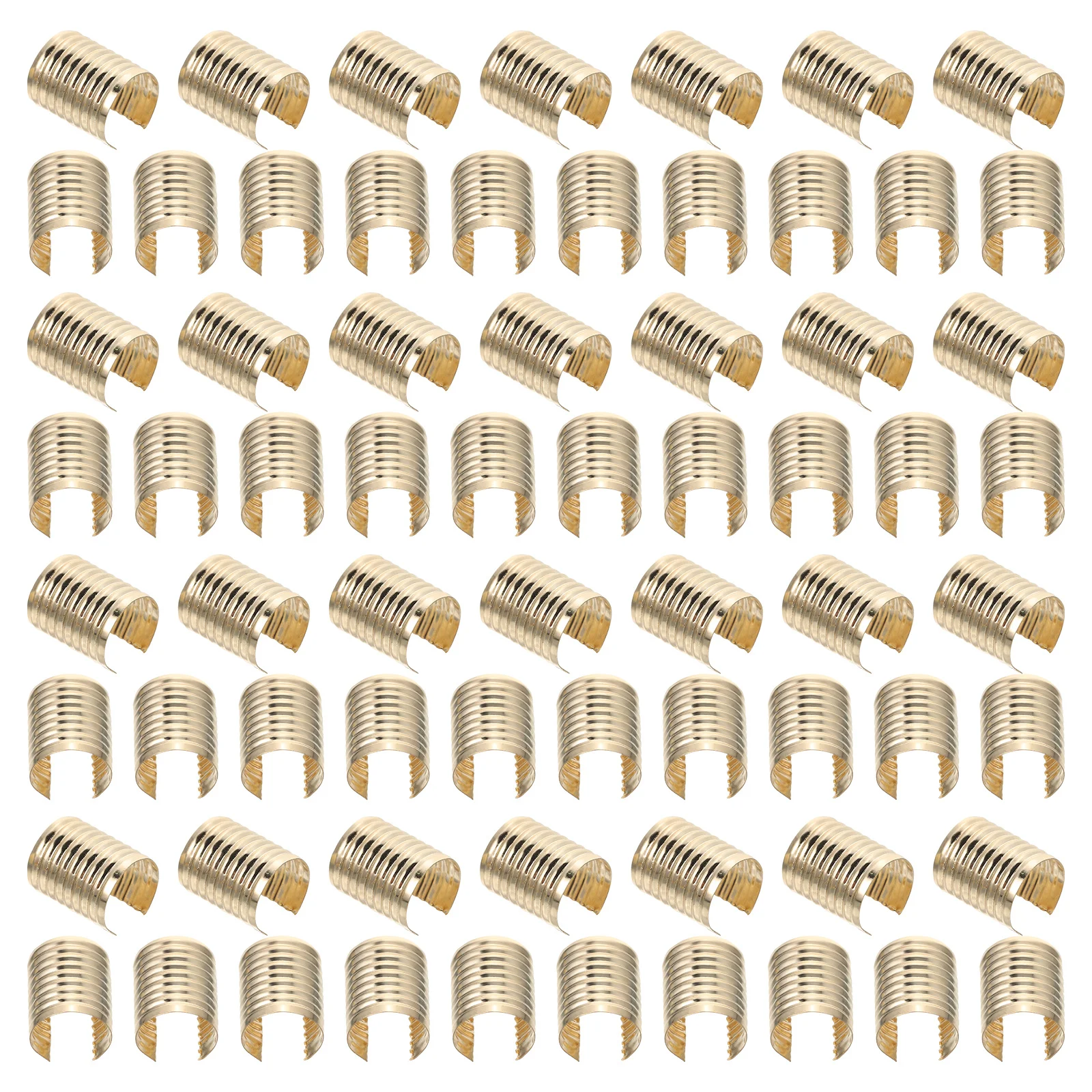 

100 Pcs Metal Clamps for Rope Fastener Cylindrical Crimps Cord Clip Opening Connectors Tassels