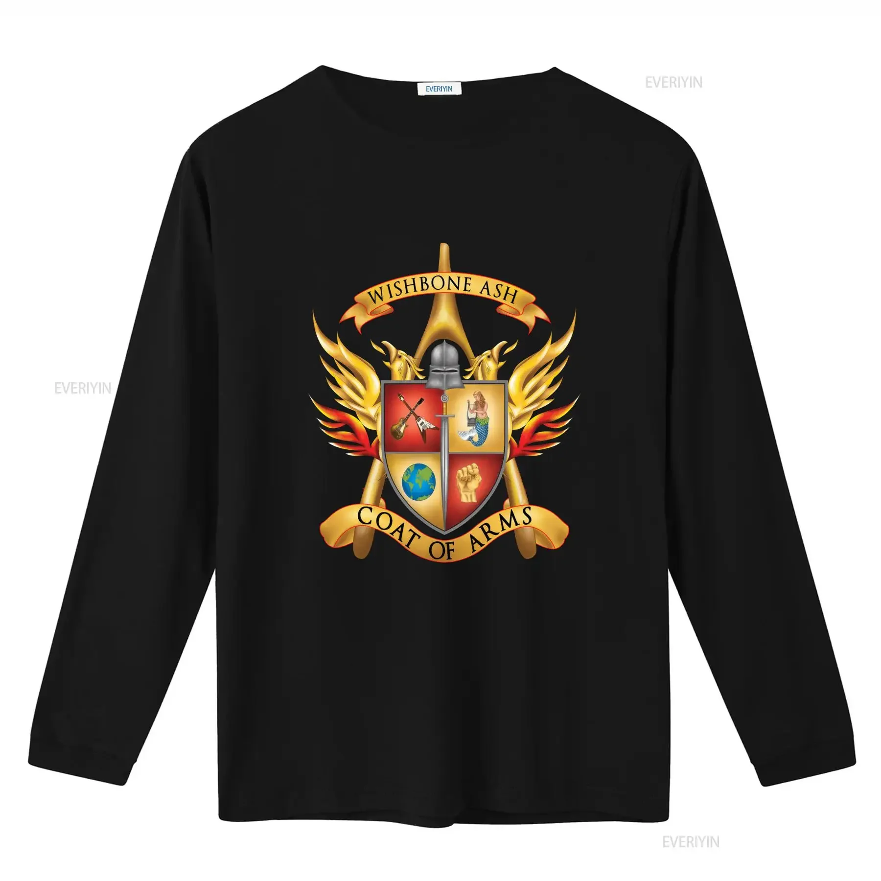 Wishbone Ash Coat of Arms Design Soft Cotton T Shirt for Men Rock Band Fans vintage Washed designer clothes streetwear homme