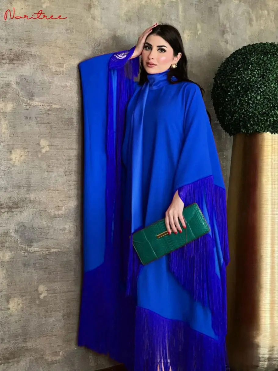 Summer Fashion Shiny Oversized Abaya Djellaba Muslim Dress Dubai Full Length Tassels Abaya Dubai Scarf Muslim Islam Robe WY1496