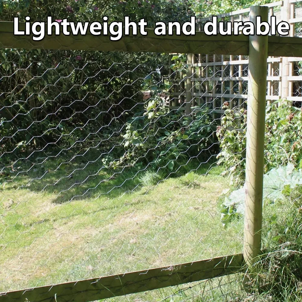 Metal Chicken Wire Mesh Fence Netting DIY Craft Hexagonal Durable Lightweight Mesh Animals and Crops Protective Mesh for Garden