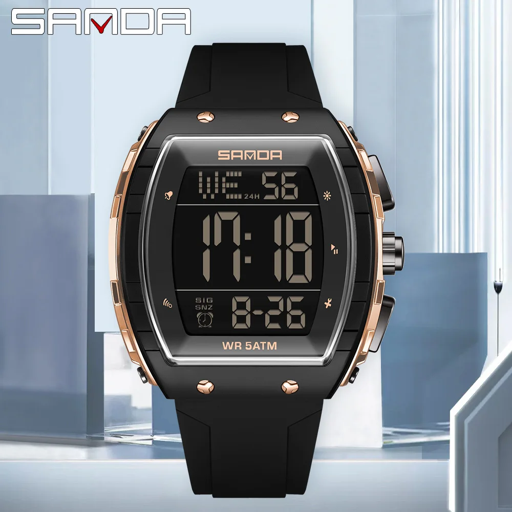 Fashion SANDA New 6258 Men's Electronic Watch Sports Multifunctional Waterproof LED Men's Electronic Digital Watch