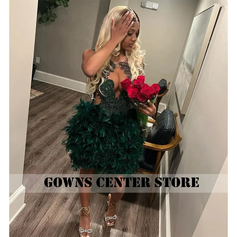 

Sparkly Crystals Daimond Short Prom Dresses Black Girl Sexy Slit Birthday Party Dress Customized Minin Homecoming Cocktail Dress