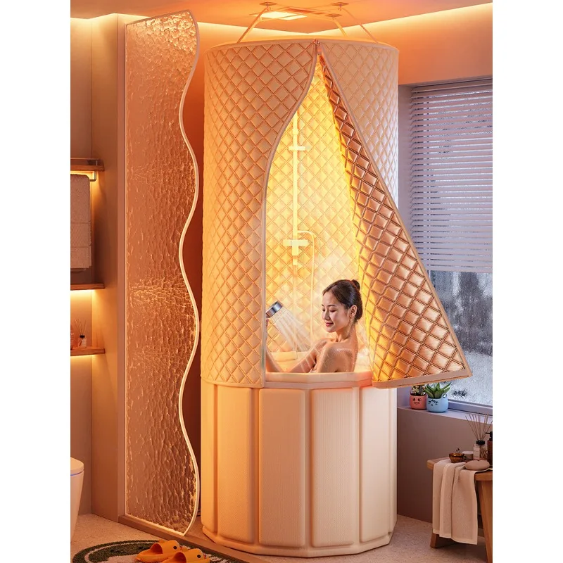 New Thicken Insulated Bath Canopy Winter Shower Tent with Heat Retention Windproof Bathroom Curtain Bathing Solution for Home