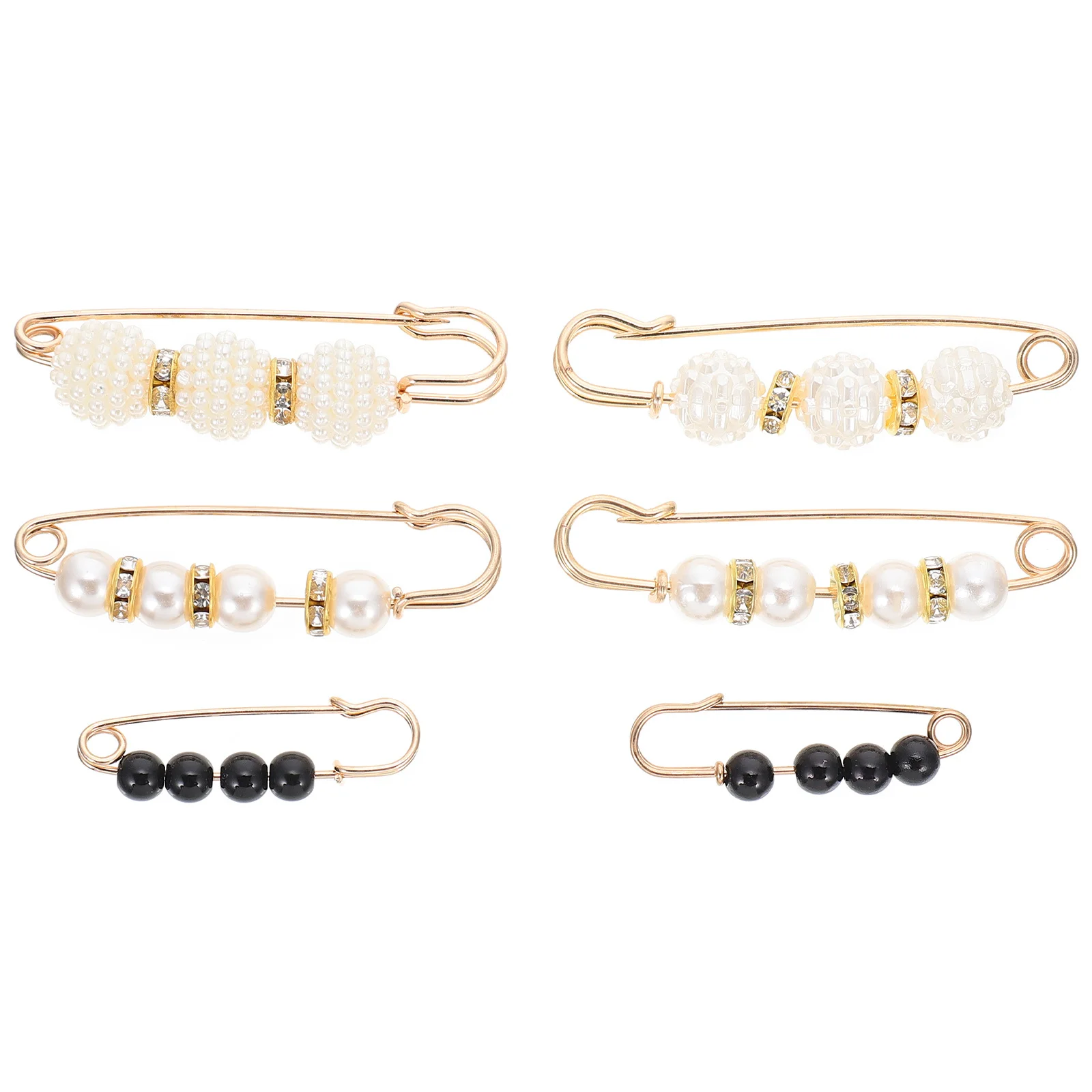 

6pcs Dress Safety Brooches Clothing Security Pin Anti-Slip Waist Clip Pearl Design Decorative Brooch Skirt Pants Accessory Women