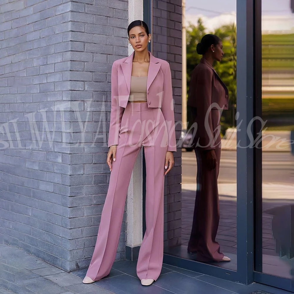 Luxury Chic Suits for Women Smart Casual 2 Pieces Jacket Pants Office Blazer Set Boutique Short Coat Trajes De Mujer Elegante