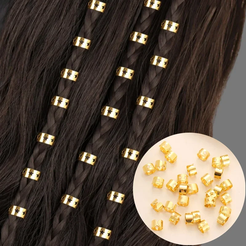 

30pcs Hollow Braids Hair Rings Golden Metal Dreadlock Hair Cuff Pins Different Length Hair Rings for Women Girls