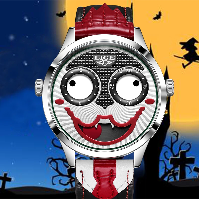 LIGE Simple Fashion Couple Watch Luxury Waterproof Luminous Watches for Lover Date Men‘s and Women's Wristwatch Halloween Gifts