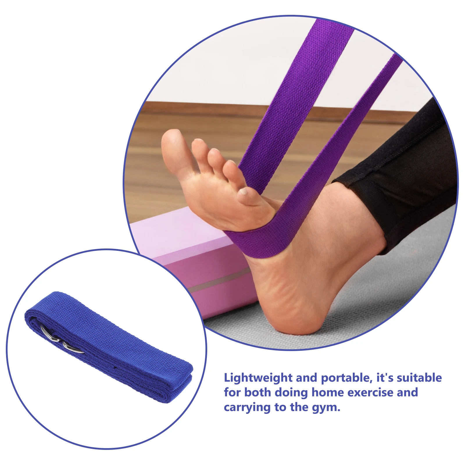 

5 Pcs Yoga Strap Non Elastic Fitness Band Stretching Exercise Belt for Home Gym Workout Reusable Strength