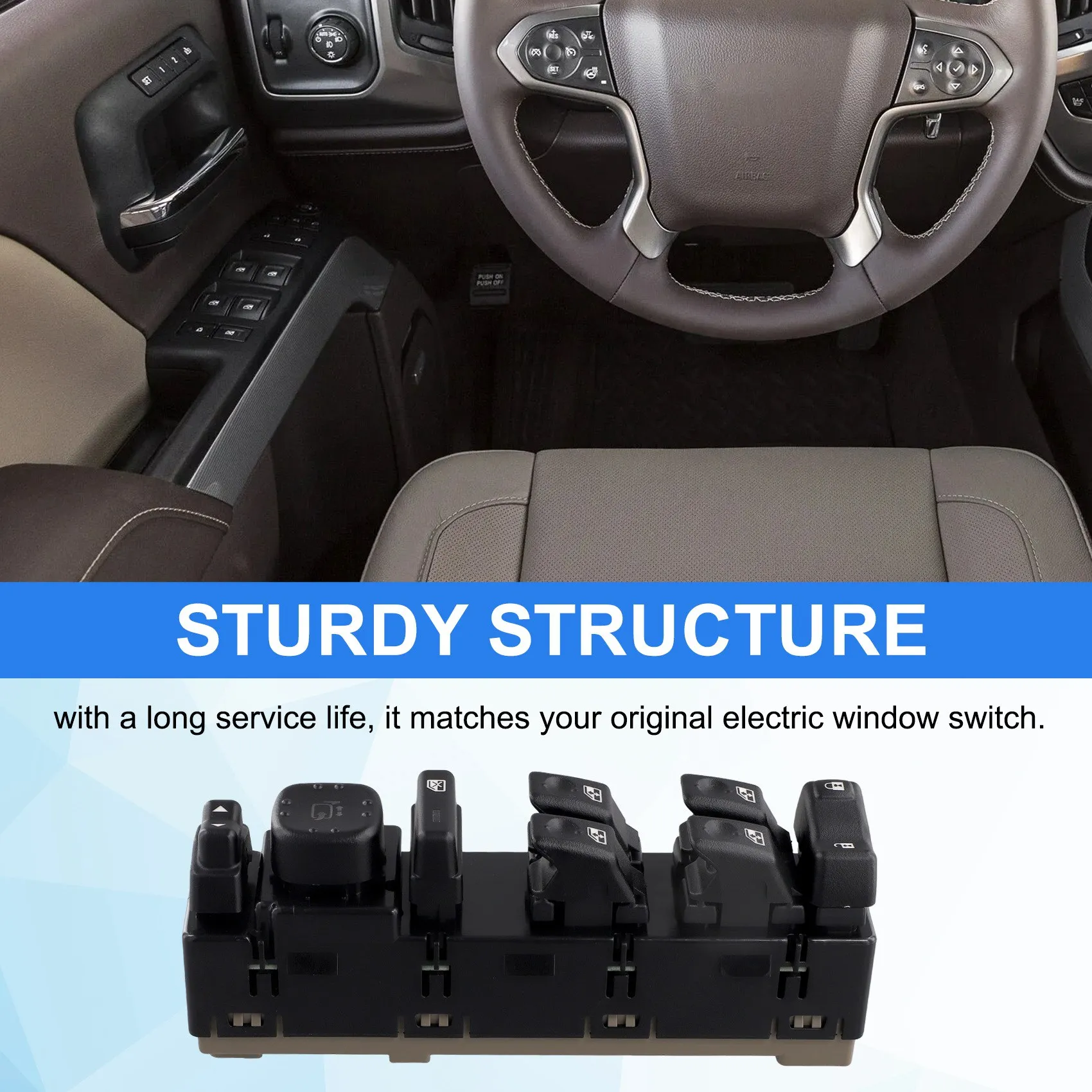 مفتاح نافذة الطاقة المتين رافع للزجاج لزر مفتاح نافذة GMC Cadillac LHD 15181223 15883320 15202851