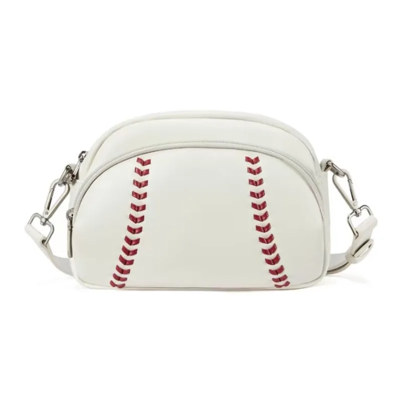 

NEW Leather Retro Popular Baseball Style Shoulder Bag with Zipper Shoulder Strap and Crossbody Bag